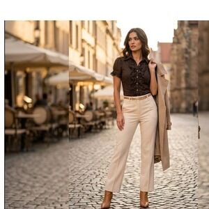 Bebe Women's Brown and Gold Blouse